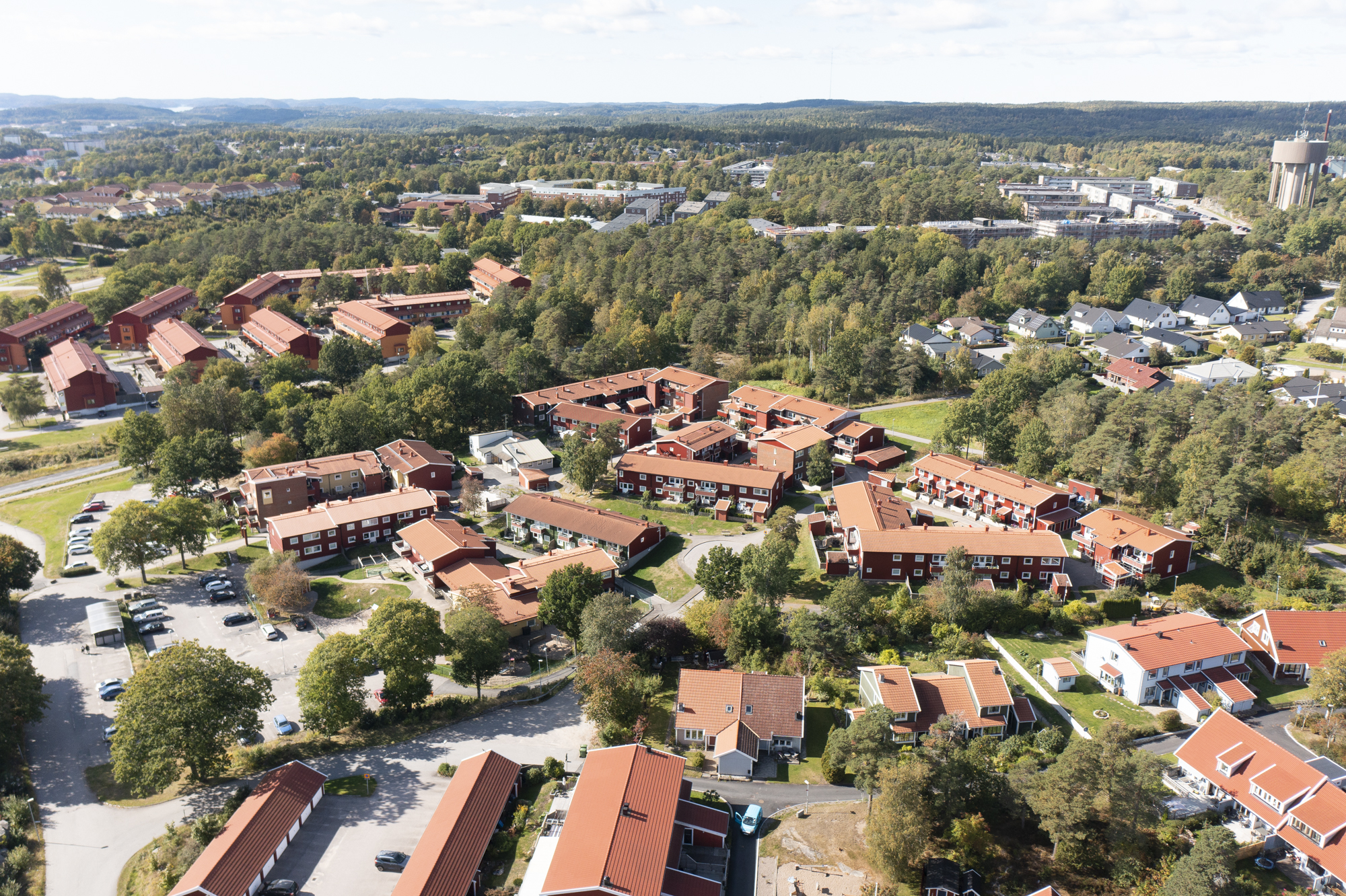 Drönarfoto över området Myntet på Helenedal