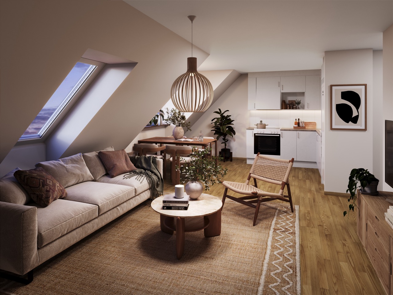 Visualisering av en takvåning på Bastionen 2